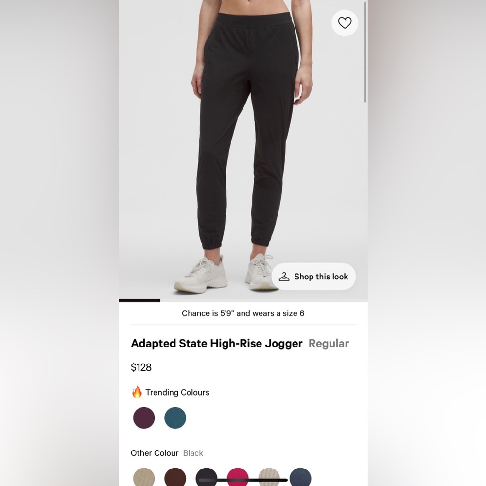 Lululemon Adapted State High Rise Jogger Full Length Black 10 - Picture 15 of 16